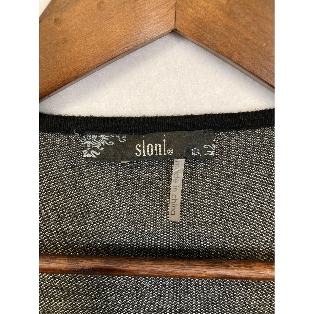Slonl Plaid Waterfall Cardigan Black White Grey Open‎ Front Long Sleeve Women - Picture 3 of 8